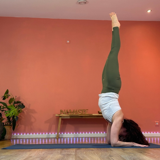 Pincha Mayurasana posture de l'equilibre avec les avant bras